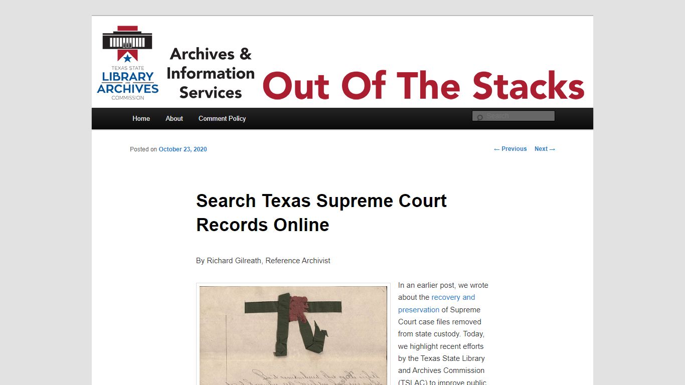 Search Texas Supreme Court Records Online | Out of the Stacks