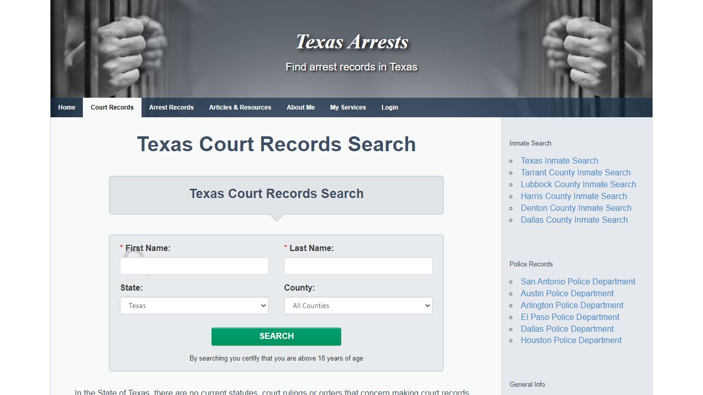 Texas Court Records Search - Texas Arrests